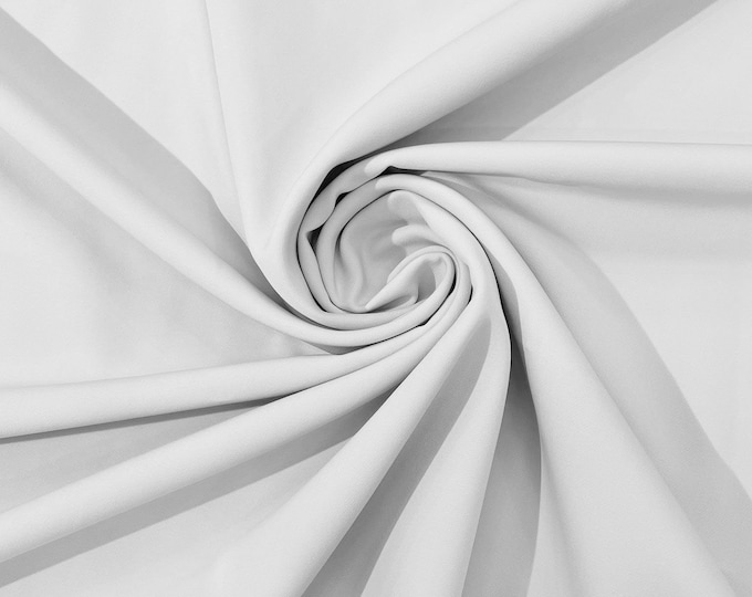 White Dull 4 Way Stretch Crepe Fabric/Medium Crepe-Bridal Fabric/Apparel Fabric/Polyester Crepe-Spandex/