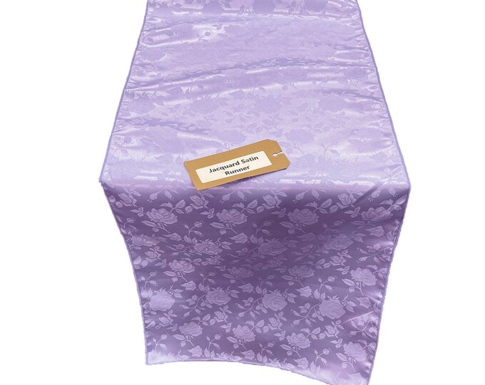 Lavender Jacquard Satin Roses Runner, Party Supply / Wedding / Decoration.