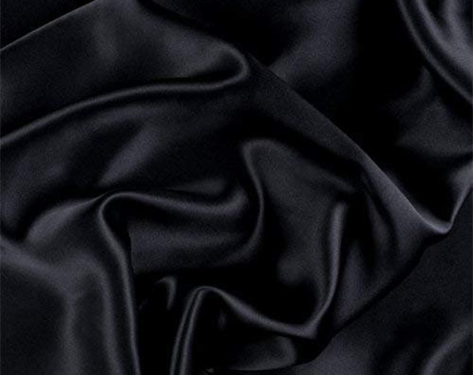 Black Heavy Shiny Bridal Satin Fabric for Wedding Dress, 60" inches wide sold by The Yard.