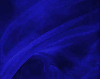 Royal Blue 58/60" Wide 100% Polyester Soft Light Weight, Sheer, See Through Crystal Organza Fabric Sold By The Yard.