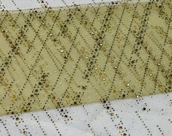 Olive - Glitter Rhinestone Fabric Invisible Mesh by The Yard. (by The Yard).