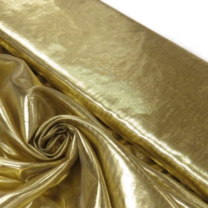 Gold Metallic Shiny Light Weight Tissue Lame Fabric/Sewing Craft Wedding Party Draping Supplies.