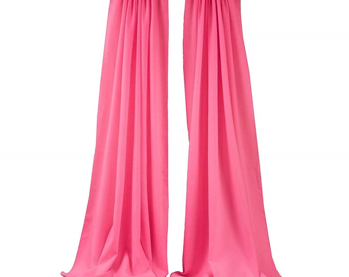 Bright Pink 2 Panels Backdrop Drape, All Sizes Available in Polyester Poplin, Party Supplies Curtains.