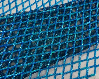 Diamond Sequin Mesh Fabric 54" Wide| Wedding & Party- Green Iridescent