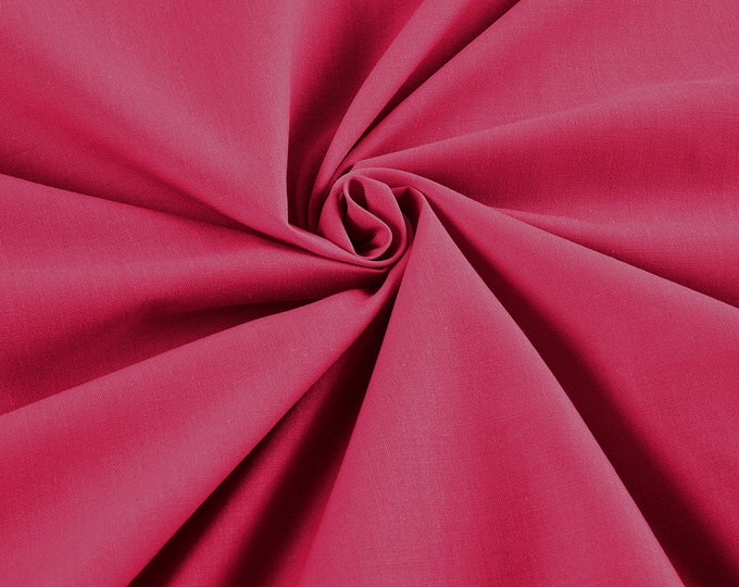 Fuchsia - 58-59" Wide Premium Light Weight Poly Cotton Blend Broadcloth Fabric Sold By The Yard.