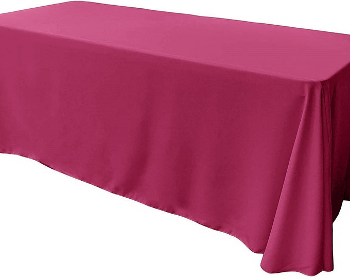 Fuchsia - Rectangular Polyester Poplin Tablecloth Floor Length / Party supply