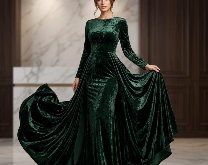Hunter Green Crushed Velvet Fabric by Yard, Stretch Velvet Panne Velour, 4 Way Stretch Dress Costume Fabric, Luxury Apparel Fabric 58 Inch