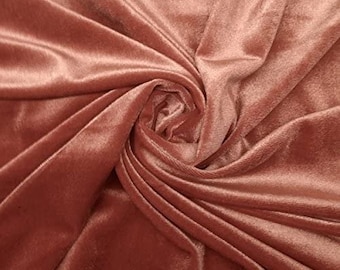 Mocha 60" Wide 90% Polyester 10 Percent Spandex Stretch Velvet Fabric for Sewing Apparel Costumes Craft, Sold By The Yard.