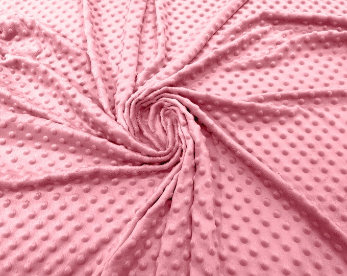 Pink 58" Wide 100%  Polyester Minky Dimple Dot Soft Cuddle Fabric SEW Craft Sold by The Yard.