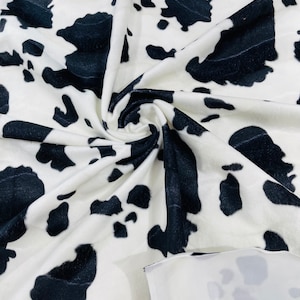 White/Black Big Cow animal Print Velboa Faux Fur Fabric/58&quot;/60&quot; Width/costumes/Upholstery/Children Blankets/Toys/Children Clothing.