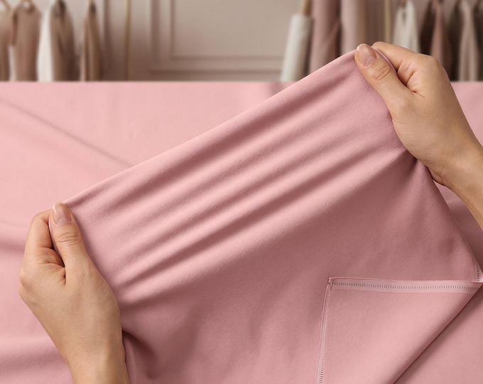 Light Mauve Stretch Crepe Fabric by Yard, Matte Poly Spandex Bridal Crepe 4 Way Stretch Apparel Fabric