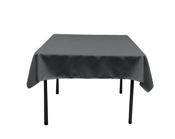 Charcoal Square Polyester Poplin Table Overlay - Diamond. Choose Size Below