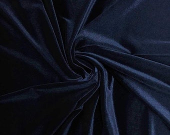 Navy Blue 60" Wide 90% Polyester 10  percent Spandex Stretch Velvet Fabric for Sewing Apparel Costumes Craft, Sold By The Yard.