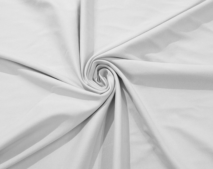 White Stretch Ponte De Roma 320 GSM Knit Poly Rayon Fabric by the Yard.