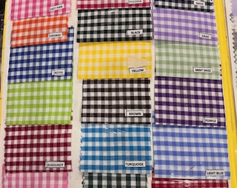 Gingham 1/8" Checkered Poly Cotton 58" Wide Fabric- Sold by the yard