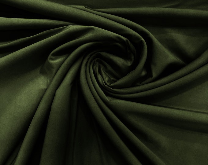 Olive Green 58" Wide ITY Fabric Polyester Knit Jersey 2 Way  Stretch Spandex Sold By The Yard.