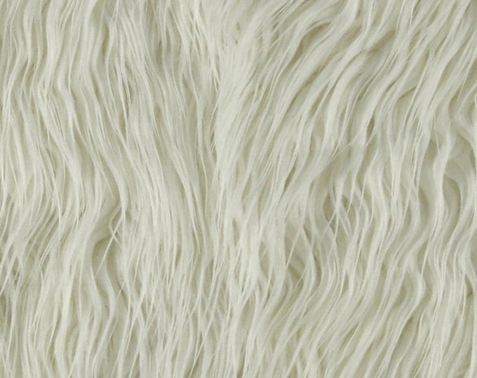 Fashion Fabric, White Mongolian Faux Fur by the Yard, 60-Inch Wide