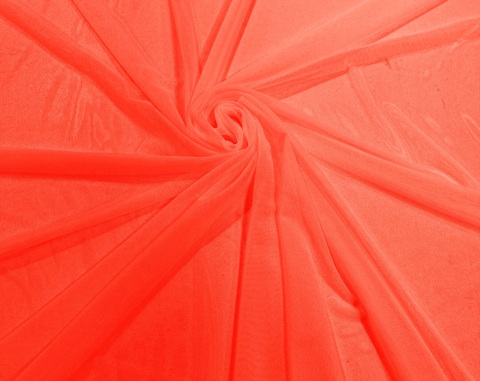 Coral 58/60" Wide Solid Stretch Power Mesh Fabric Spandex/ Sheer See-Though/Sold By The Yard. New Colors