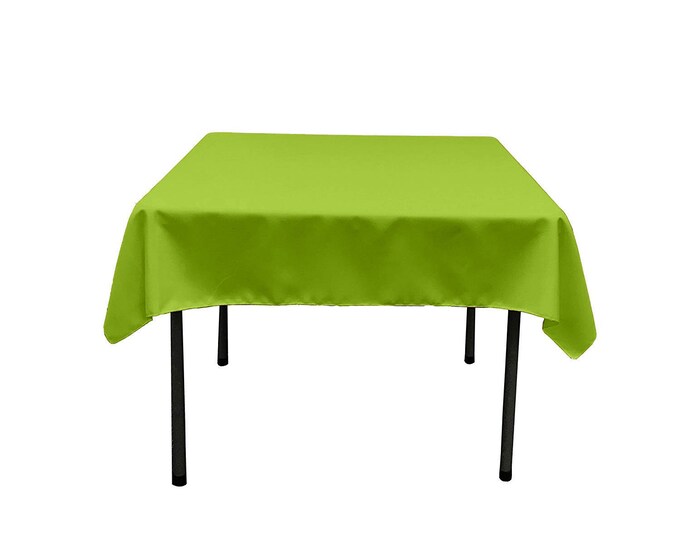 Lime Green Square Polyester Poplin Table Overlay - Diamond. Choose Size Below