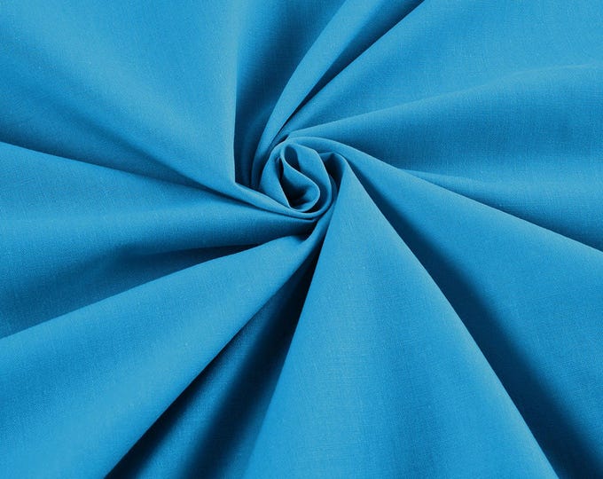 Turquoise Lightweight Poly Cotton Broadcloth Fabric| 58" Wide| Bed sheets| Apparel.