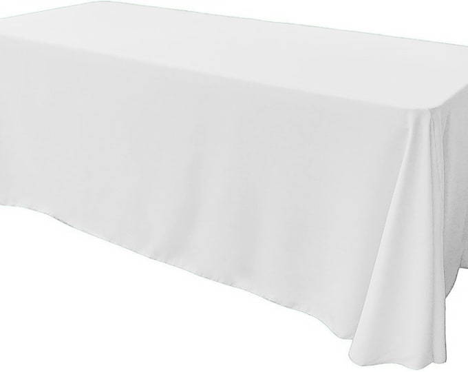 White - Rectangular Polyester Poplin Tablecloth Floor Length / Party supply