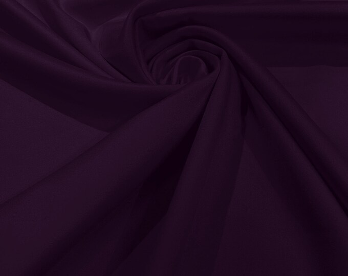 Eggplant Matte Stretch Lamour Satin Fabric 58" Wide/Sold By The Yard. New Colors