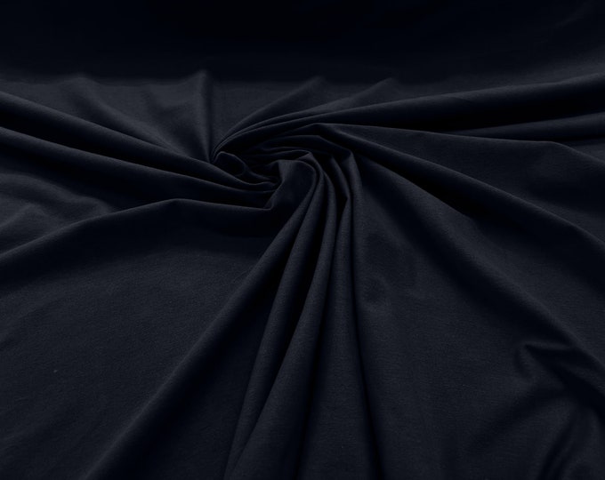 Dark Navy Blue 58/60" Wide  Cotton Jersey Spandex Knit Blend 95% Cotton 5 percent Spandex/Stretch Fabric/Costume