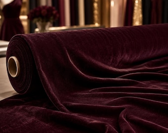 Dark Burgundy Stretch Velvet Fabric 58" Wide | Luxury Apparel, Costume & Prom Velvet | Sold By The Yard
