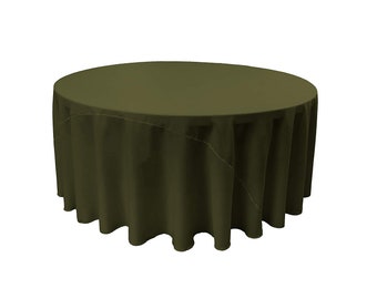 Olive Green - Solid Round Polyester Poplin Tablecloth With Seamless.