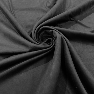 Black Stretch Faux Suede Polyester Spandex Apparel Clothing Cosplay Costume Fabric 58" Wide
