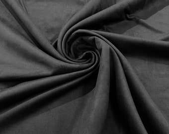 Tessuto per costumi cosplay in spandex di poliestere elasticizzato in finta pelle scamosciata nera elasticizzata 58 pollici di larghezza