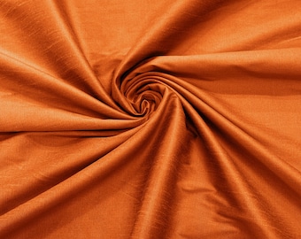 Burnt Orange Polyester Dupioni Faux Silk Fabric | 55" Wide Wedding, Home Decor.