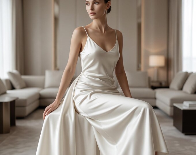 Off White Heavy Shiny Satin Stretch Spandex Fabric 58" Wide, Bridal Satin Fabric, Wedding Dress Fabric, Stretch Satin By The Yard