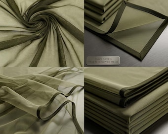 Olive Green Power Mesh Fabric 60” Wide | Sheer Stretch Nylon Spandex Mesh by Yard | Soft Breathable Fabric for Lingerie Dancewear Sewing