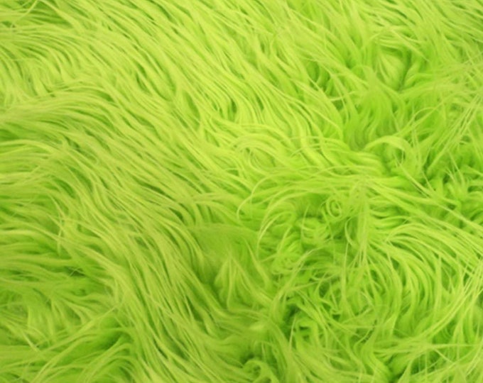 Mongolian Faux Fur Fabric by the Yard Lime