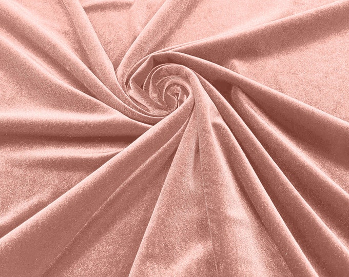 Pink 60" Wide 90% Polyester 10 percent Spandex Stretch Velvet Fabric for Sewing Apparel Costumes Craft, Sold By The Yard.