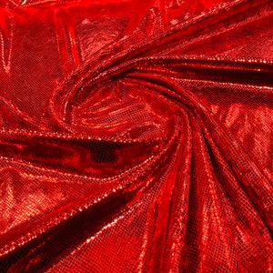 Red Illusion foil Snake design on a stretch velvet fabric-Sold by the yard.