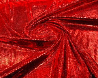 Red Illusion foil Snake design on a stretch velvet fabric-Sold by the yard.