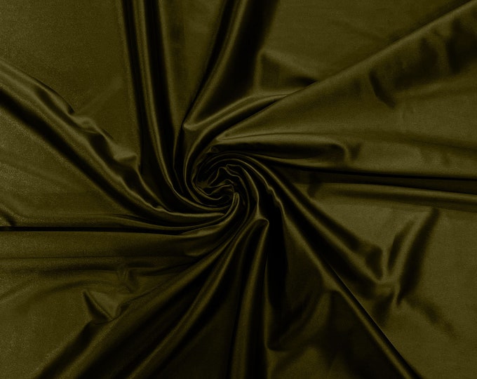 Olive Green Heavy Shiny Satin Stretch Spandex Fabric/58 Inches Wide/Prom/Wedding/Cosplays.