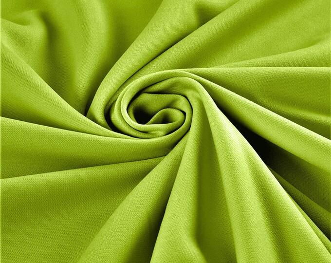 Lime Green Stretch Crepe Scuba Techno Knit Polyester Spandex Fabric for Bows, Top Knots, Head Wraps, Clothes, Costumes, Crafts