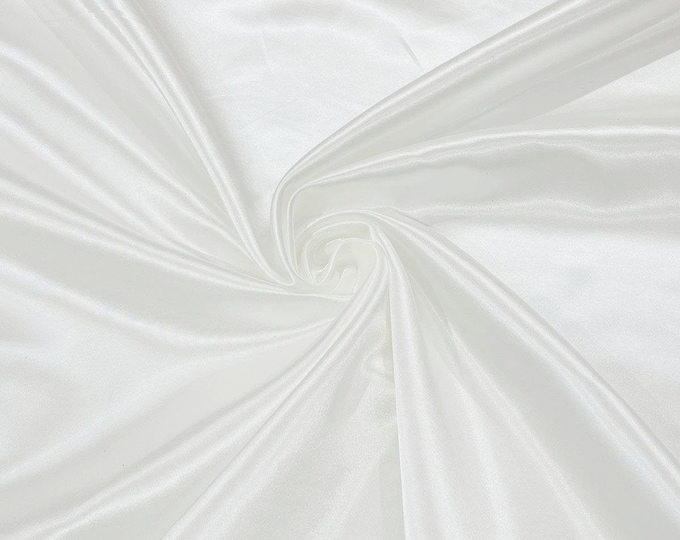 White Heavy Shiny Bridal Satin Fabric for Wedding Dress, 60" inches wide sold by The Yard. New Colors