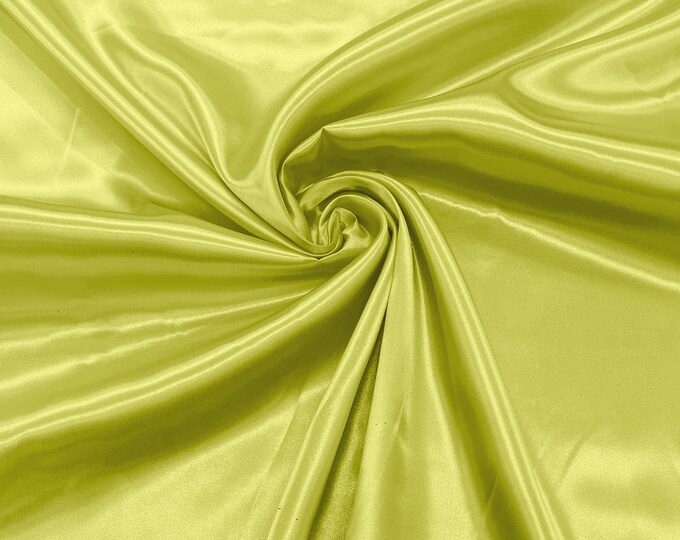Kiwi Green Shiny Charmeuse Satin Fabric for Wedding Dress/Crafts Costumes/58” Wide /Silky Satin
