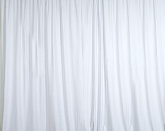White SEAMLESS Backdrop Drape Panel, All Sizes Available in Polyester Poplin, Party Supplies Curtains.