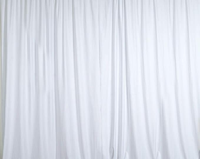 White SEAMLESS Backdrop Drape Panel, All Sizes Available in Polyester Poplin, Party Supplies Curtains.