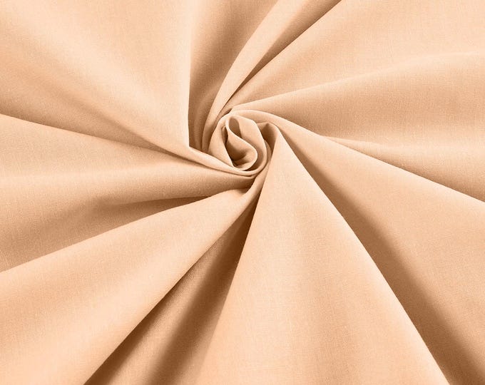 Peach Lightweight Poly Cotton Broadcloth Fabric| 58" Wide| Bed sheets| Apparel.