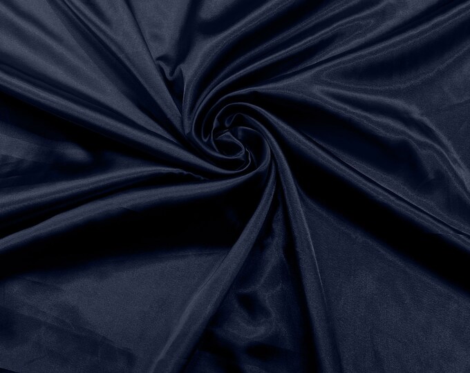 Navy Blue Light Weight Silky Stretch Charmeuse Satin Fabric/60" Wide/Cosplay.