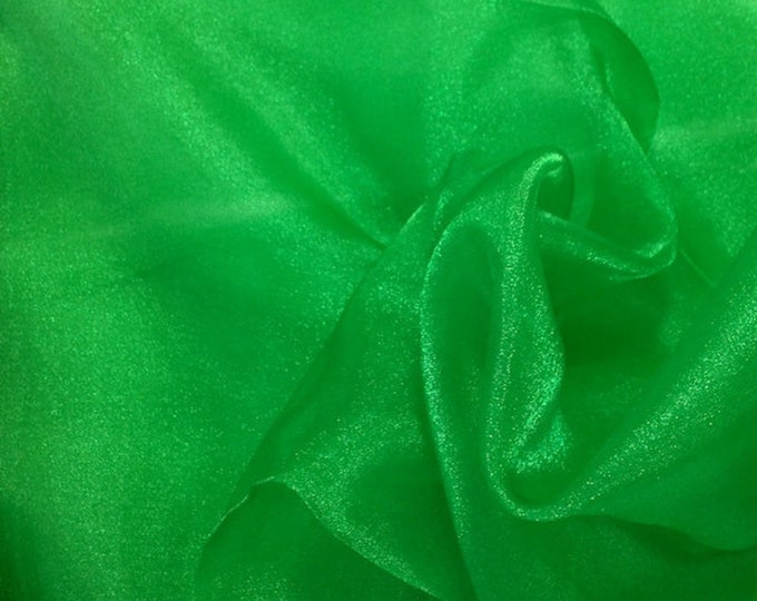 Kelly Green 58/60" Wide 100% Polyester Soft Light Weight, Sheer, See Through Crystal Organza Fabric Sold By The Yard.