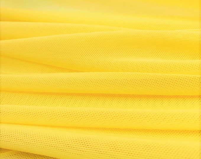 Yellow 58/60" Wide Solid Stretch Power Mesh Fabric Nylon Spandex Sold By The Yard.