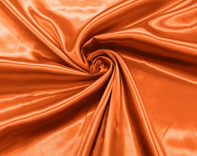 Dark Orange - Shiny Charmeuse Satin Fabric for Wedding Dress/Crafts Costumes/58” Wide /Silky Satin