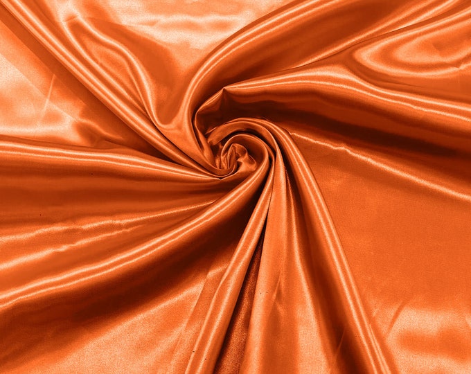 Dark Orange - Shiny Charmeuse Satin Fabric for Wedding Dress/Crafts Costumes/58” Wide /Silky Satin